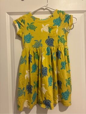 Mini Boden girls size 6-7 year Yellow Dress with Turtle Print